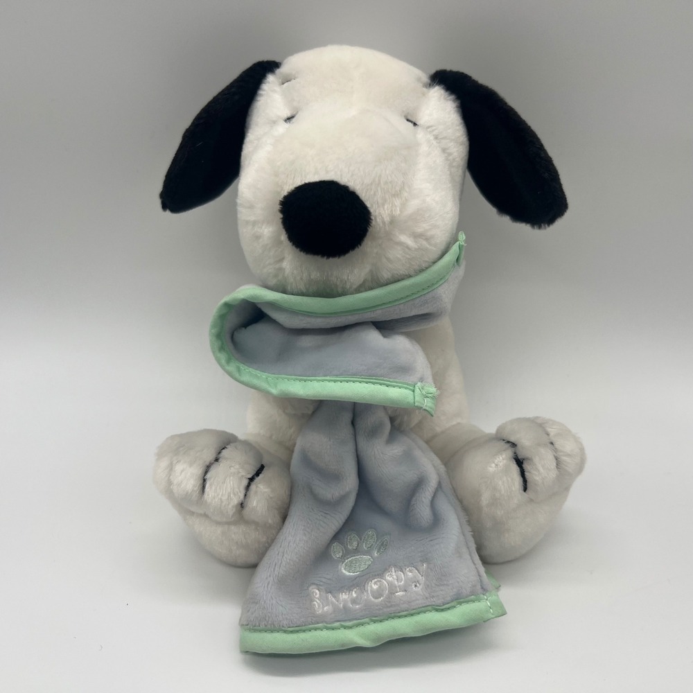 Peanuts Snoopy Plush with Security Blanket Blue Mint Green Stuffed Animal Toy